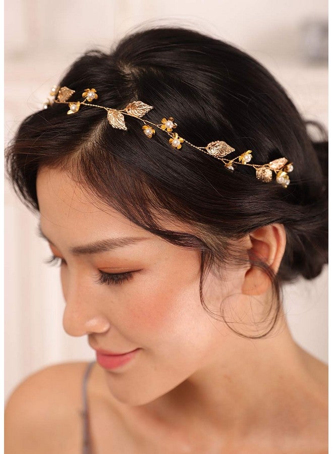 Kercisbeauty Gold Leaf Headband For Women Wedding Bridal Boho Hair Piece Dainty Hair Accessories For Special Occasion  - Image 2