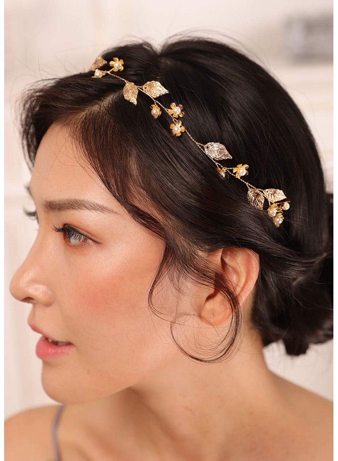 Kercisbeauty Gold Leaf Headband For Women Wedding Bridal Boho Hair Piece Dainty Hair Accessories For Special Occasion  - Image 3