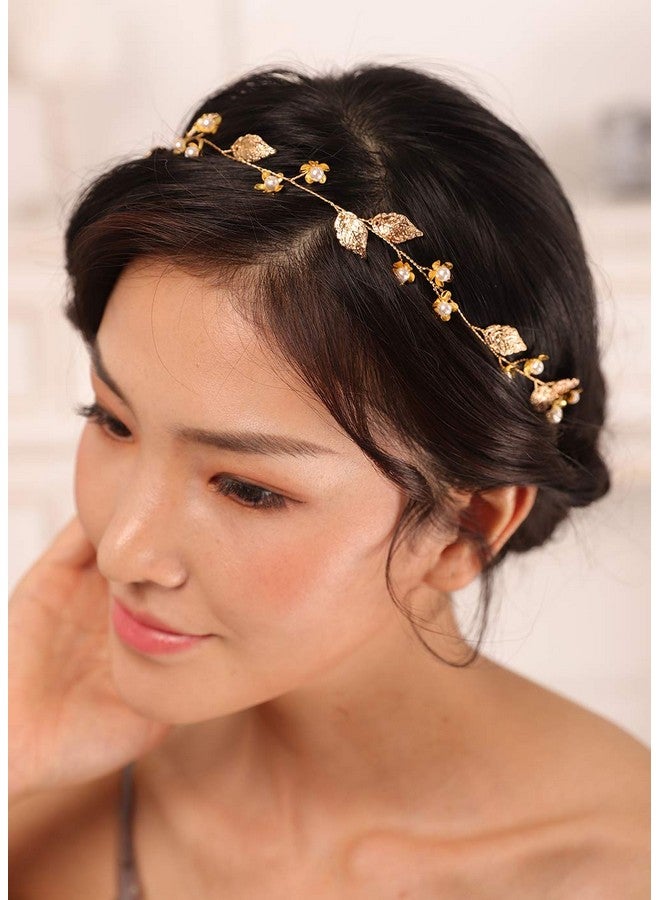 Kercisbeauty Gold Leaf Headband For Women Wedding Bridal Boho Hair Piece Dainty Hair Accessories For Special Occasion  - Image 4