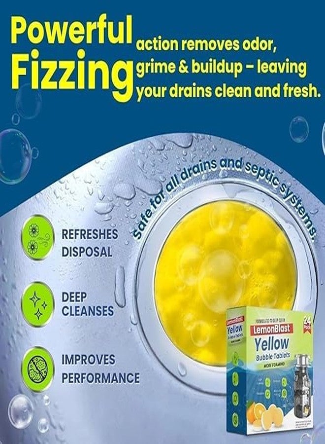 noare LemonBlast Yellow Bubble Tablets for Deep Cleaning - Multi-Use Foaming Cleaner for Kitchen Sink, Drain, Pipes & Garbage Disposal - Removes Residue & Refreshes with Active Foam (Pack of 1) - Image 2