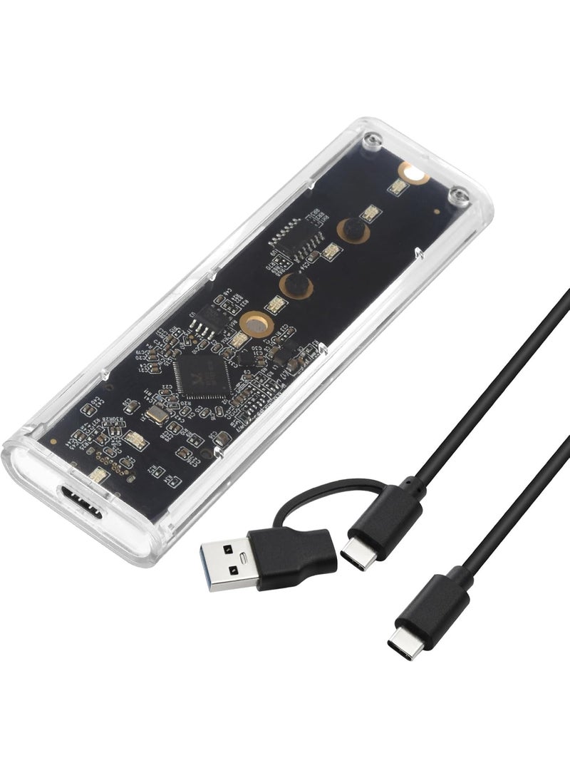 M.2 NVMe SSD Enclosure – Transparent Case with Colorful LED Lights – High-Speed External Storage Adapter - Image 1