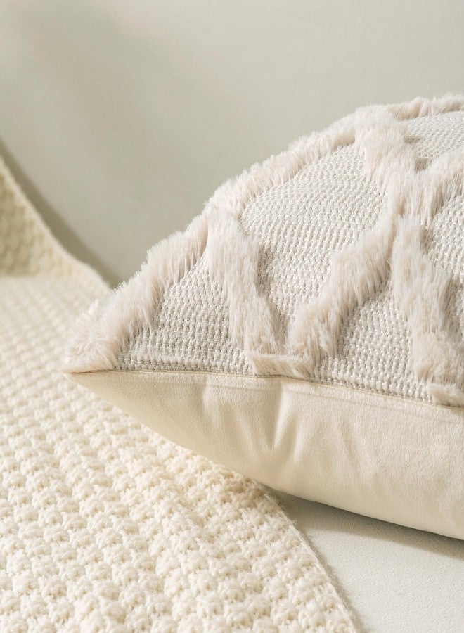Cozoomy مجموعة كوزومي من غطاءي وسائد ديكور بوهيمي، مقاس 12×20 بوصة، أغطية وسائد ناعمة للسرير والأريكة وغرفة المعيشة، بيج - Image 2
