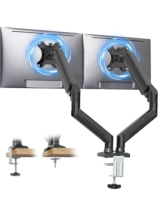 erorex Dual Monitor Stand Adjustable Computer Monitor Arm Gas Spring Swivel Dual Monitor Mount Monitor Desk Mount With C Clamp And Grommet Mounting Base For 13 To 32 Inch Lcd Computer Monitors - Image 1