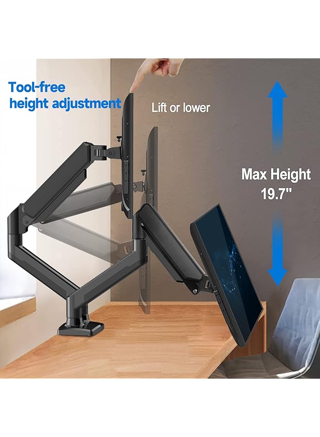 erorex Dual Monitor Stand Adjustable Computer Monitor Arm Gas Spring Swivel Dual Monitor Mount Monitor Desk Mount With C Clamp And Grommet Mounting Base For 13 To 32 Inch Lcd Computer Monitors - Image 5