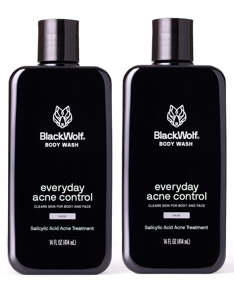 Black Wolf Charcoal Powder Face and Body Wash Bundle for Oily Skin, Deep Clean- 2pc Bundle- Charcoal Powder and Salicylic Acid Reduce Acne Breakouts and Cleanse Your Skin- Gift Set for Men - Image 1