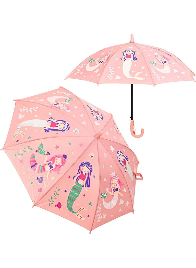 Magic Umbrella Patterned Children's Umbrella That Gets Colorful When It Gets Wet in the Rain 8-Wire Umbrella with Cane