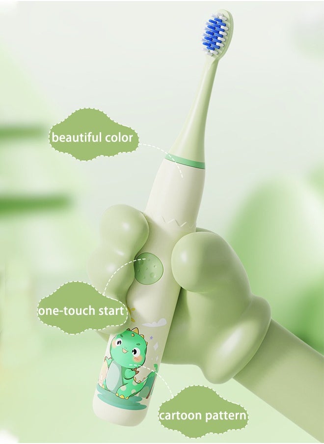Super ZYouth Kids Sonic Battery Powered Toothbrush with 6 Brush Heads, Dinosaur, Green  - Image 4