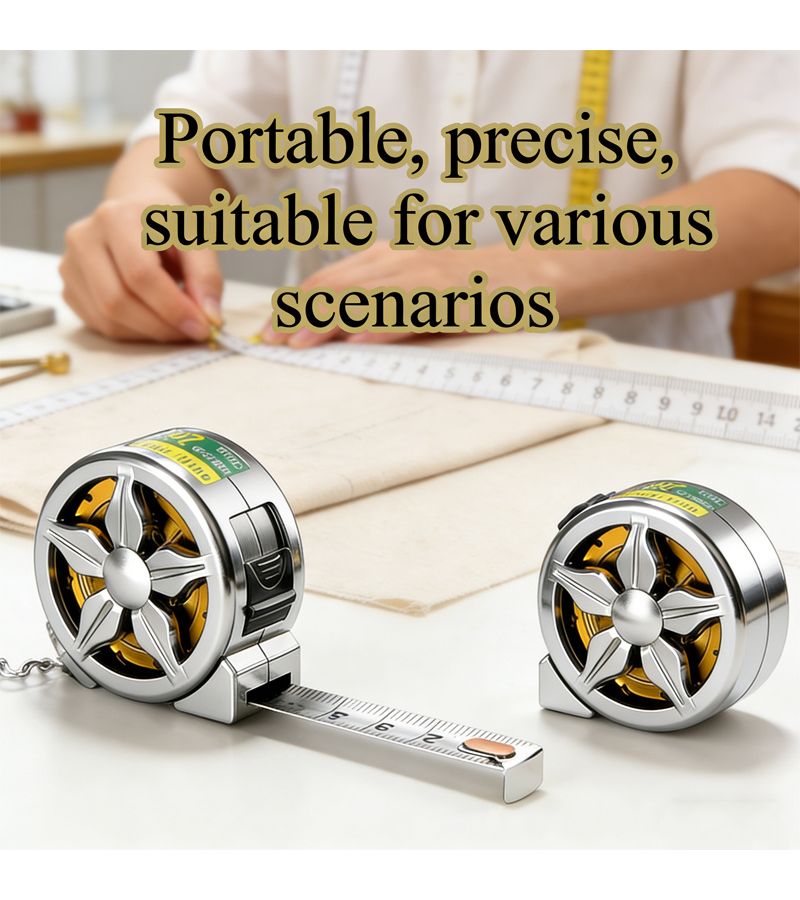 2m 6.5ft Golden Mini Tape Measure Keychain Ruler With Hollow Wheel Nickel Plated Blade Electroplated ABS Shell Clear Scale Anti Rust 45g Lightweight For Sewing Travel DIY - Image 5