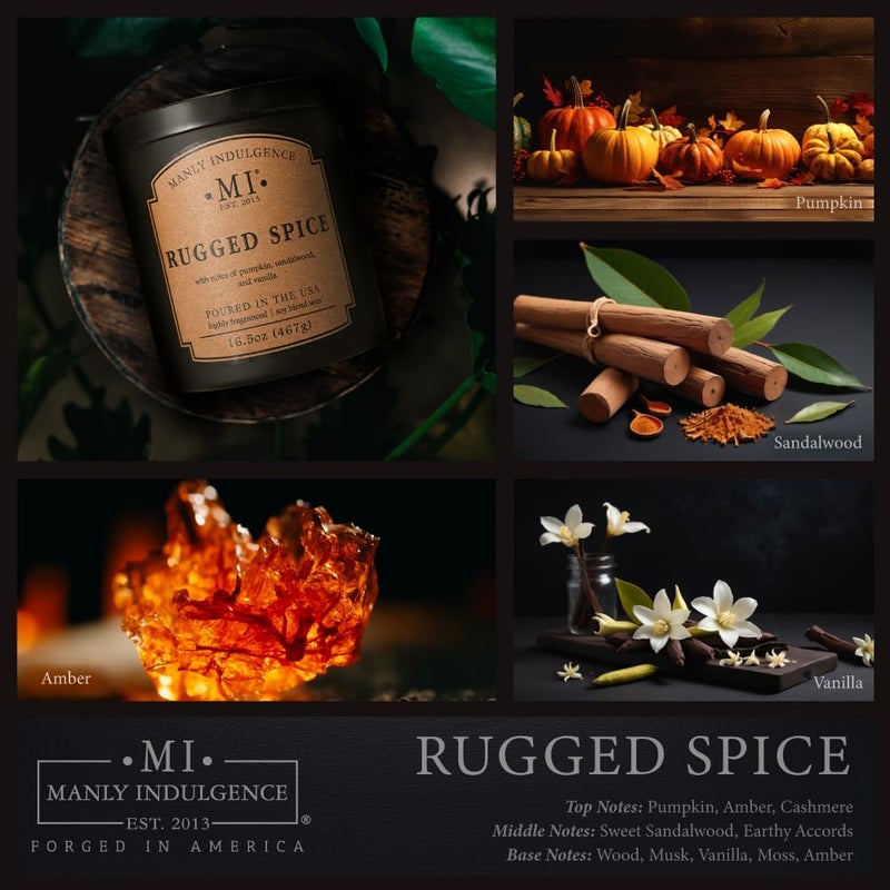 مانلي إندولجينس شمعة برطمان معطرة بالتوابل القوية من Manly Indulgence، 2 فتائل من القطن، مزيج من الصويا الفاخر، شمع أبيض، 60 ساعة، شمعة سوداء غير لامعة للمنزل والرجال، 16.5 أونصة - مصبوبة في الولايات المتحدة الأمريكية - Image 2