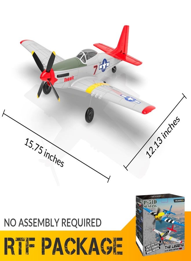 VOLANTEXRC RC Plane, 4 Channel Remote Control Airplane Fighter RTF with 6-Axis Gyro, 3 Modes & Aerobatics Easy to Fly, 2.4GHz Radio Controlled Aircraft for Beginners & Adults, P51D Mustang, Red - Image 3