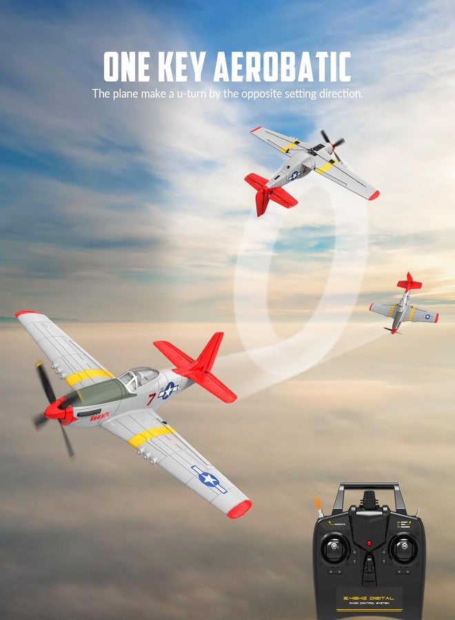 VOLANTEXRC RC Plane, 4 Channel Remote Control Airplane Fighter RTF with 6-Axis Gyro, 3 Modes & Aerobatics Easy to Fly, 2.4GHz Radio Controlled Aircraft for Beginners & Adults, P51D Mustang, Red - Image 5
