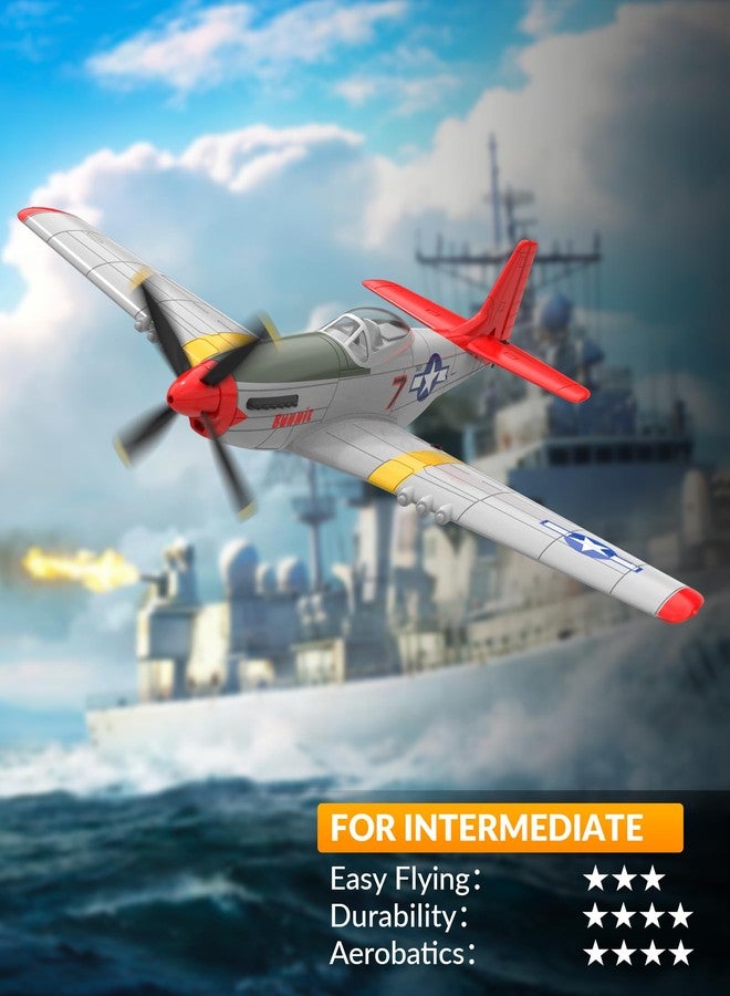 VOLANTEXRC RC Plane, 4 Channel Remote Control Airplane Fighter RTF with 6-Axis Gyro, 3 Modes & Aerobatics Easy to Fly, 2.4GHz Radio Controlled Aircraft for Beginners & Adults, P51D Mustang, Red - Image 2