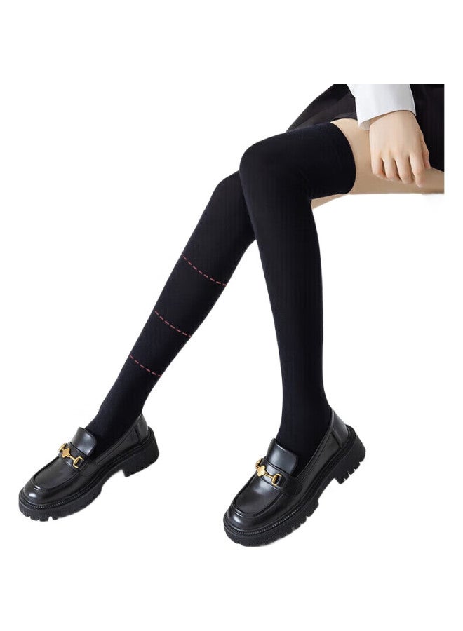 MIIOW Black Socks For Women, Mid-Calf Socks, Summer Jk Thigh-High Socks, Large Leg Socks, Mid-Calf Socks, Women'S Combination Pack - Image 1