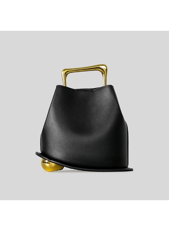 Flossie Bucket bag, black, 2026 new collection, made of luxurious French soft leather; can be carried by hand or worn crossbody; perfect for commuting, outings, and evening events - Image 1