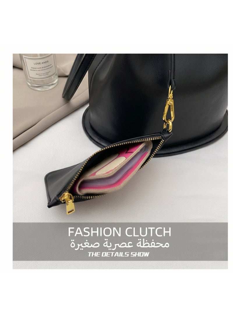 Flossie Bucket bag, black, 2026 new collection, made of luxurious French soft leather; can be carried by hand or worn crossbody; perfect for commuting, outings, and evening events - Image 5