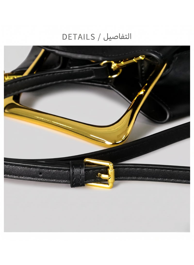 Flossie Bucket bag, black, 2026 new collection, made of luxurious French soft leather; can be carried by hand or worn crossbody; perfect for commuting, outings, and evening events - Image 3