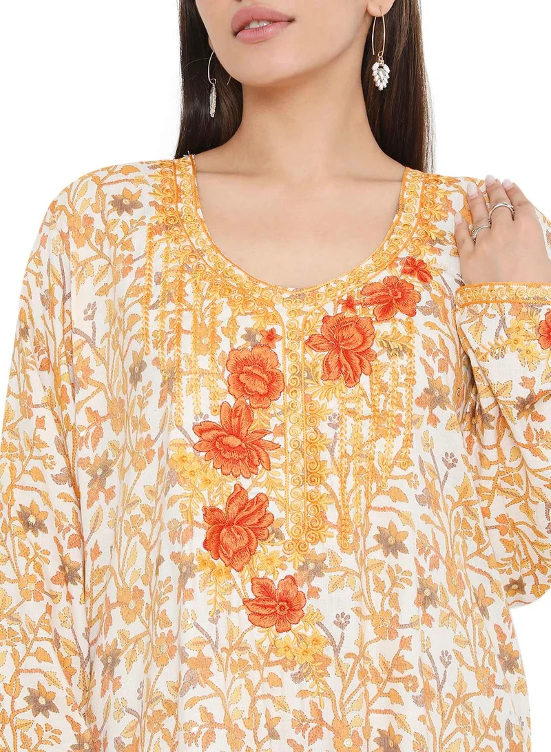 HANA & SARA HIGH QUALITY VISCOSE JALBIYA WITH MULTICOLOR THICK THREAD EMBROIDERY ARABIC KAFTAN JALABIYA DRESS
