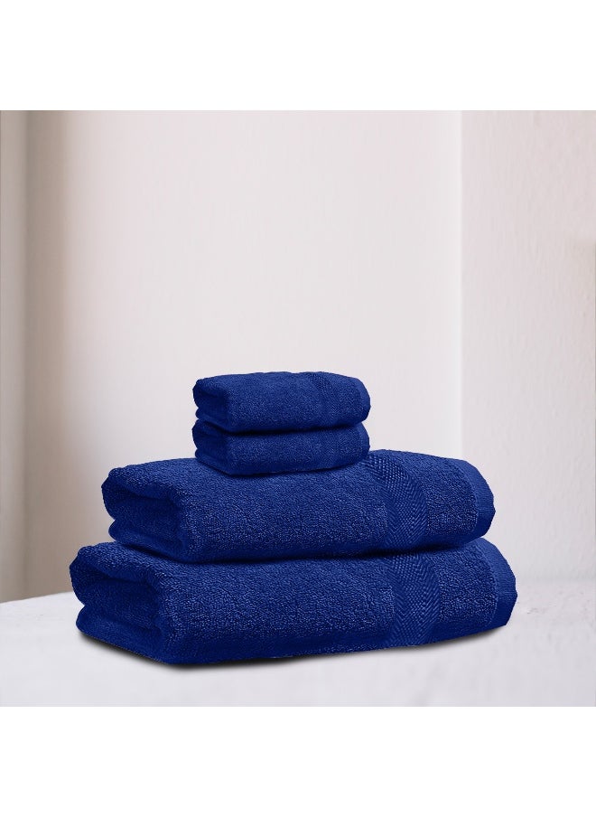Rest Towel Set 4 Peice Blue Luxury Hotel Bedroom Super Soft Absorbent Durable Washable Quick Dry Cotton Family Bath Towels - 1 Bath Towel 70X140Cm 1 Hand Towel 50X100Cm & 2 Face Towel 30X30Cm  - Image 1