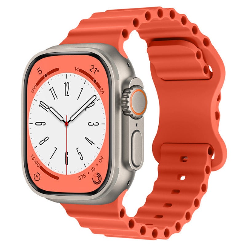 Apple Watch Band Ultra/iWatch 8/9/10 Dual Buckle Silicone Strap with 8-Shape Clasp - 22mm/24mm Compatible