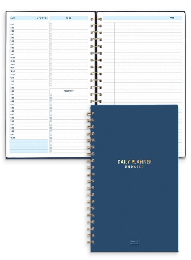Sweetzer & Orange S&O Undated Daily Planner for Organization, Spiral Logbook with Hourly Schedule, Everyday Workbook Undated Diary- Routine To Do List Journal, Work Calendar Organizer Notebook, 200 Pages, 9” x 10.75” - Image 1