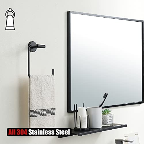 JQK Black Towel Ring, Stainless Steel Square Ring Towel Holder for Bathroom, 6 Inch Matte Black Wall Mount, TR140-PB - Image 4