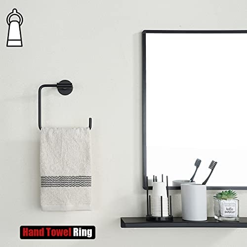 JQK Black Towel Ring, Stainless Steel Square Ring Towel Holder for Bathroom, 6 Inch Matte Black Wall Mount, TR140-PB - Image 5