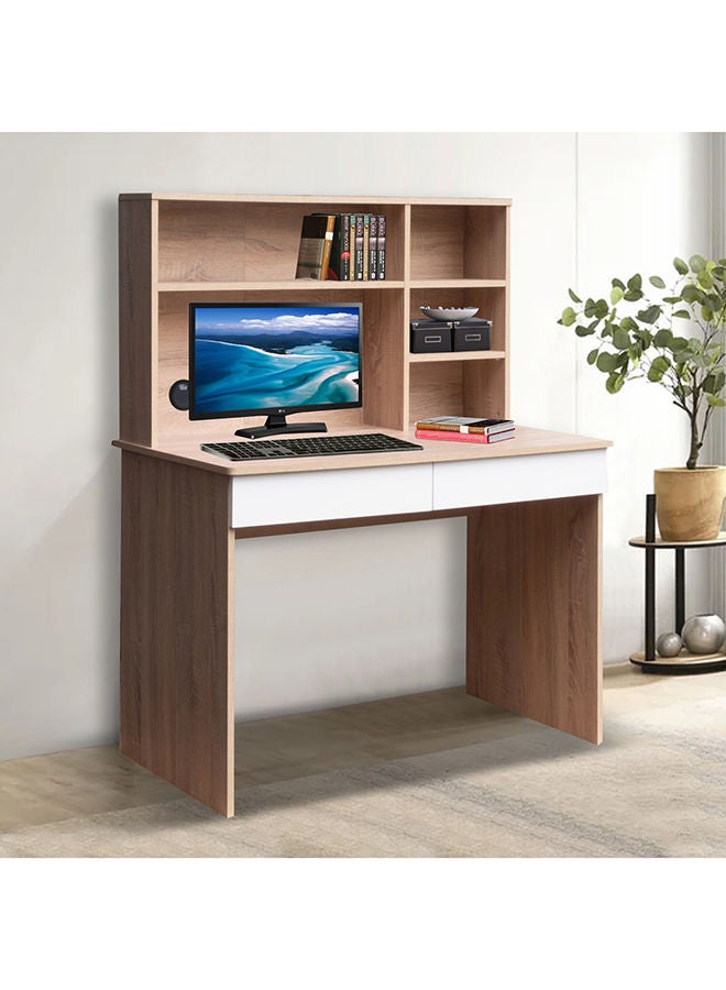 Home Box Alford Patara Twin Drawer Study Desk With Hutch 105 x 134 x 59.5 cm  - Image 1