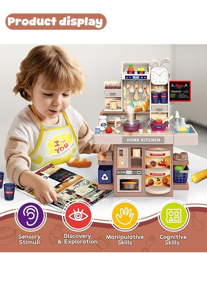 xingkong Children's kitchen role-play toy set, complete with lights, children's kitchen toy set, indoor homemade kitchen toy game, children's kitchen accessories toy set, children's real cooking set. - Image 2
