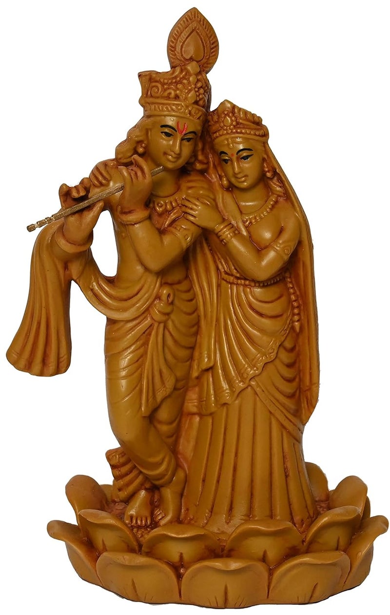KariGhar Polyresin RadhaKrishna Idols for Home Living Room Puja Room Farewell House Warming Wedding Decoration Gifting Brown 10x16x20 - Image 2