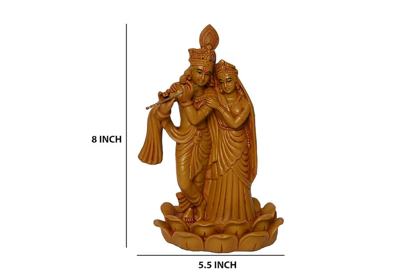 KariGhar Polyresin RadhaKrishna Idols for Home Living Room Puja Room Farewell House Warming Wedding Decoration Gifting Brown 10x16x20 - Image 3