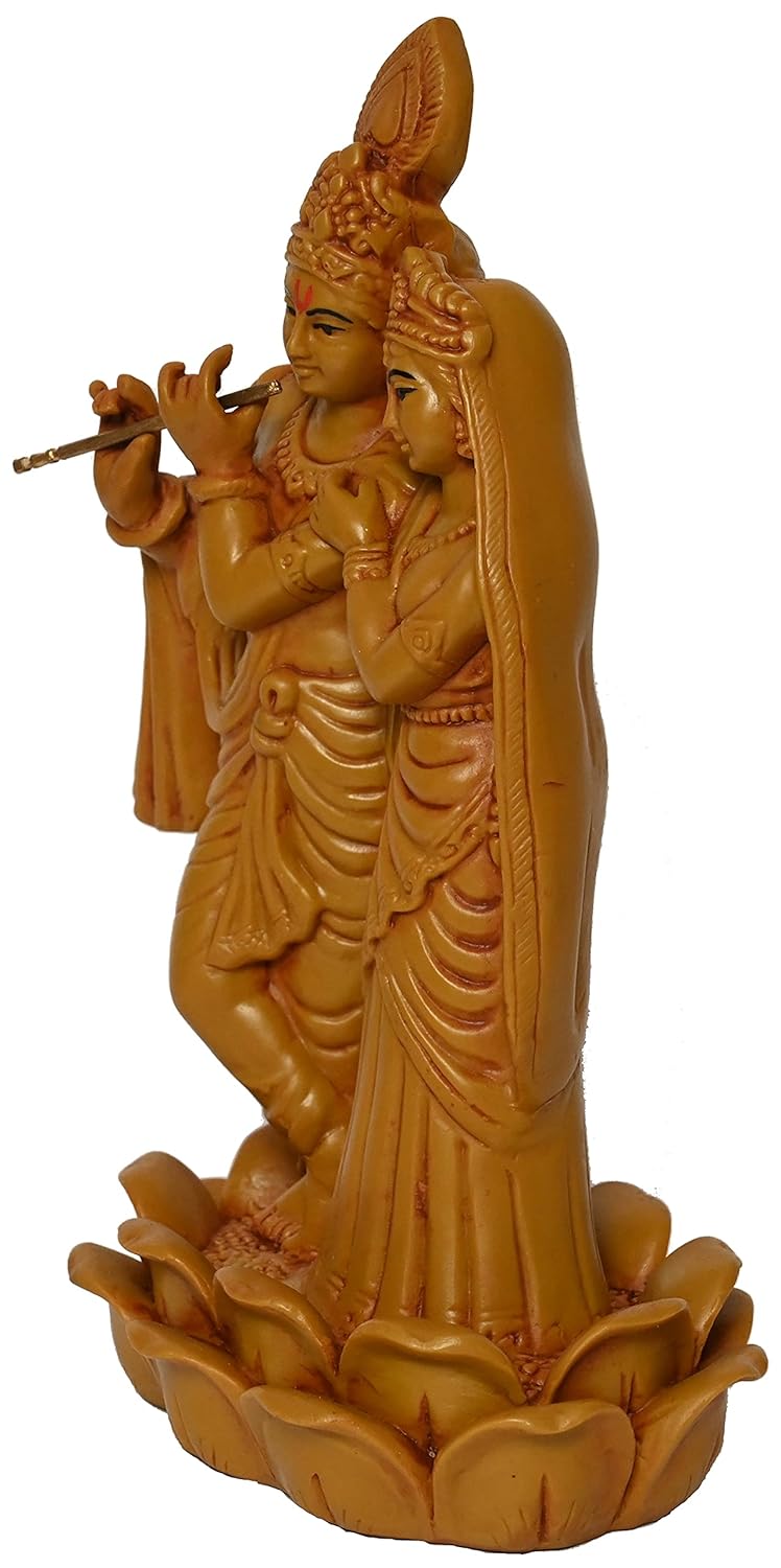 KariGhar Polyresin RadhaKrishna Idols for Home Living Room Puja Room Farewell House Warming Wedding Decoration Gifting Brown 10x16x20 - Image 5