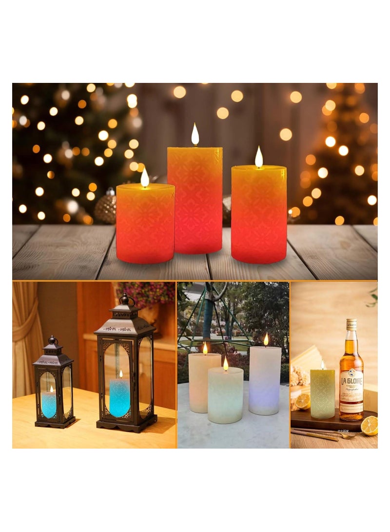 3PCS Color Changing Flameless Candles with Remote, Real Wax Floral Design, Battery Operated, Timer Function, 12 LED Colors, Home Decor, Sizes: 4", 5", 6" (D 3") - Image 2