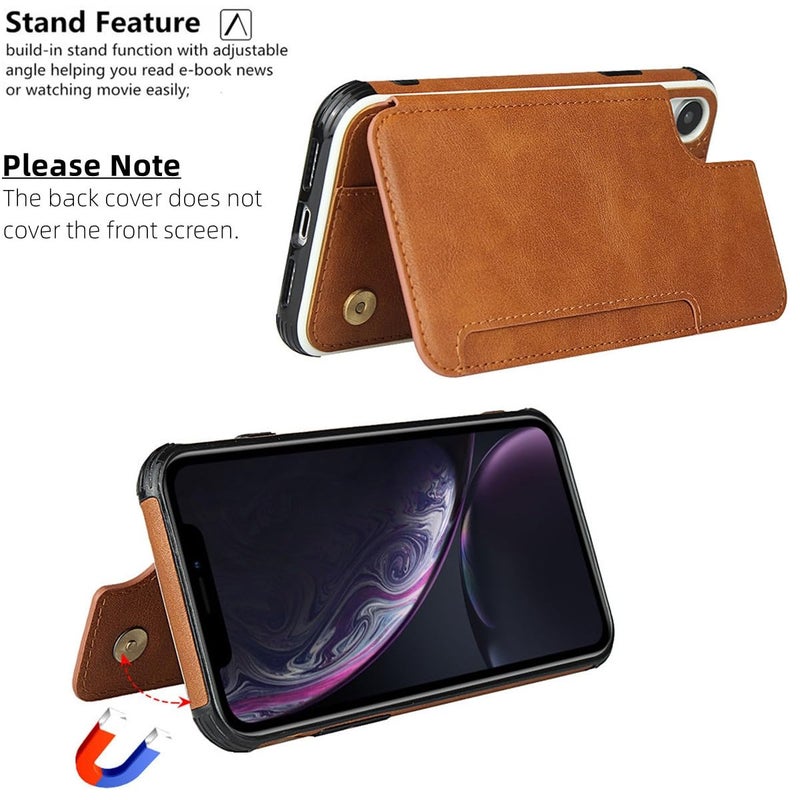 iCoverCase Compatible with iPhone XR Wallet Phone Case with Card Holder and Wrist Strap PU Leather Magnetic Clasp Shockproof Case 6.1 Inch (Khaki) - Image 3
