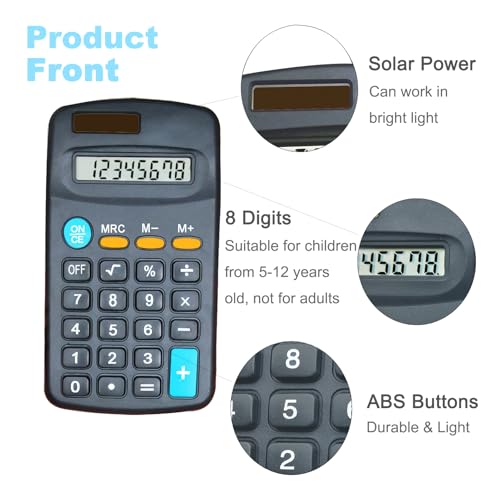 BESTWYA Calculator Small 4 Function Calculators with Solar Power 8 Digit Small Pocket Size Desktop Handheld for Classroom Desktop Home BlackSet of 30 - Image 3