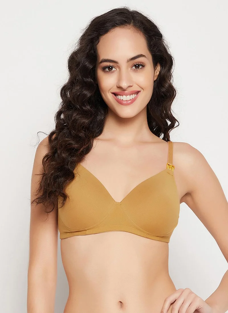 كلوفيا Clovia Padded Non-Wired Demi Cup Feeding Bra in Nude Colour - Cotton