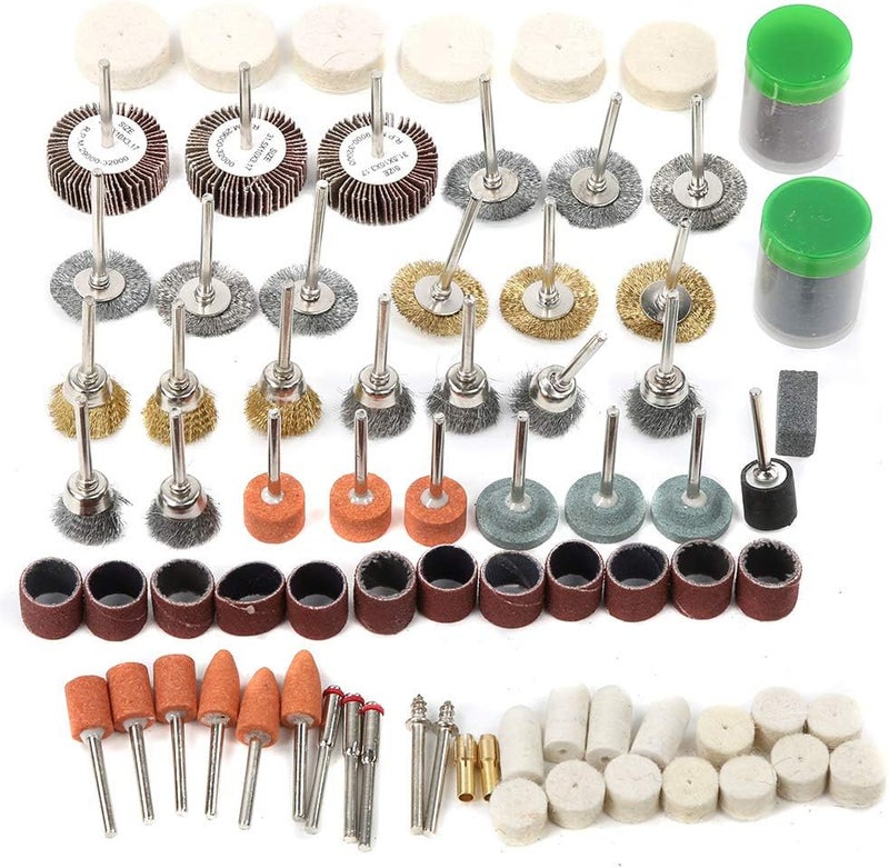 145PCS Rotary Tool Accessory Set for Mini Drill Electric Grinder, Grinding Polishing Cutting Kit with Wool Wheel Sandpaper Circle Wire Brush, Compatible with Most Rotary - Image 1