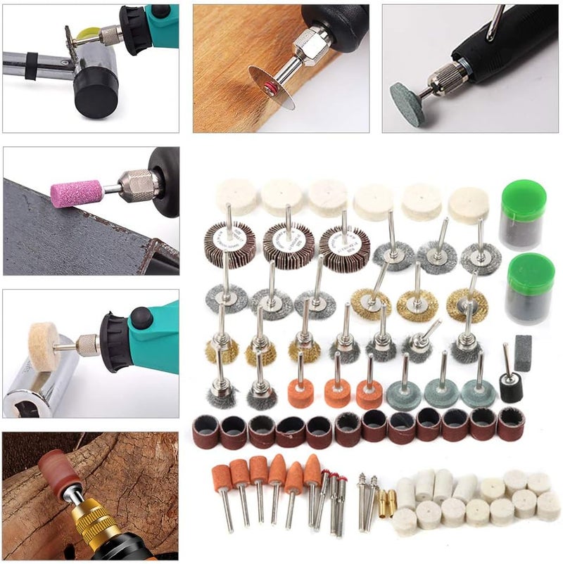 145PCS Rotary Tool Accessory Set for Mini Drill Electric Grinder, Grinding Polishing Cutting Kit with Wool Wheel Sandpaper Circle Wire Brush, Compatible with Most Rotary - Image 4