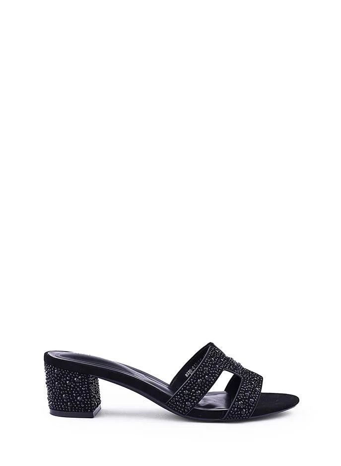 Womens embellished H block heeled sandal