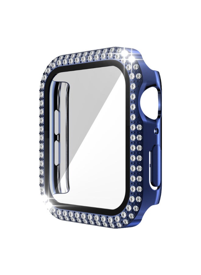 Suitable For Apple Wathc Case Electroplated Double Row Diamond With Film Iwatch987 Watch Case Protective Cover-Color:Blue-Appearance Size:40mm(OPP Bag)  - Image 1