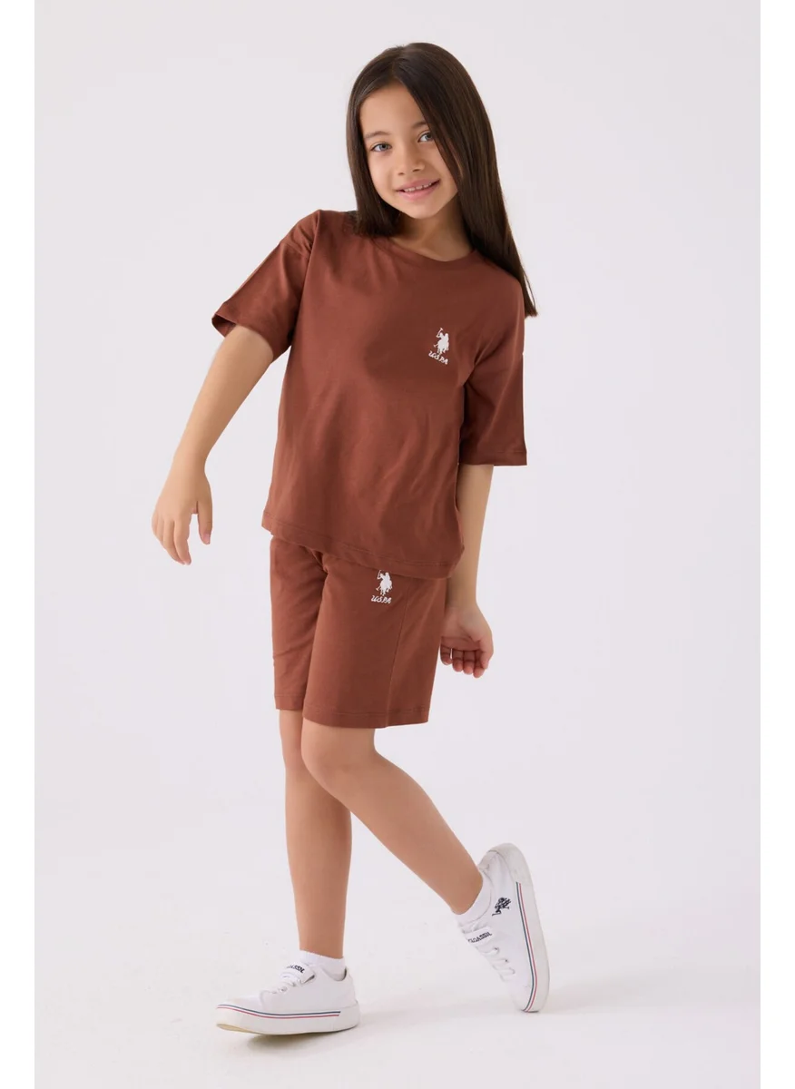 U.S. Polo Assn. Girls Brown Bermuda Set