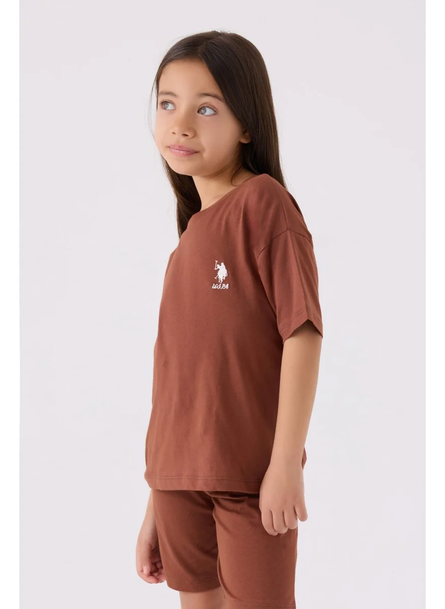 U.S. Polo Assn. Girls Brown Bermuda Set