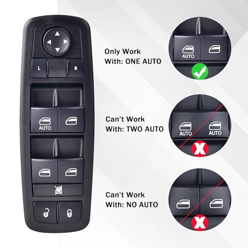 RLP مفتاح نافذة الطاقة الرئيسي من جهة السائق 8+13 دبوس متوافق مع 2008-2012 جيب ليبرتي 2007-2011 دودج نيترو 2009-2010 دودج جورنيو يحل محل 4602632AH 4602632AF 4602632AB 4602632AG - Image 2