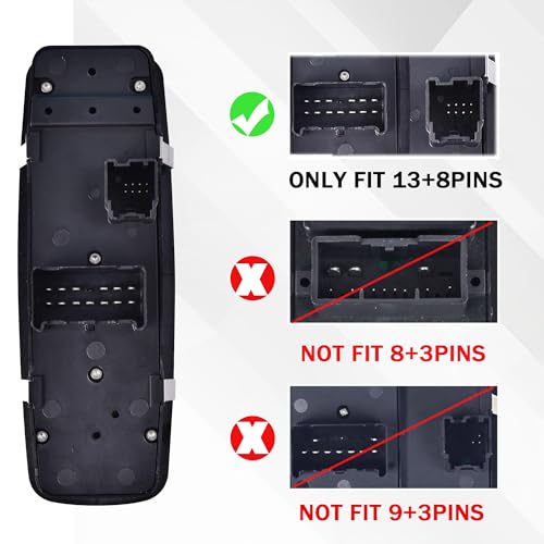 RLP مفتاح نافذة الطاقة الرئيسي من جهة السائق 8+13 دبوس متوافق مع 2008-2012 جيب ليبرتي 2007-2011 دودج نيترو 2009-2010 دودج جورنيو يحل محل 4602632AH 4602632AF 4602632AB 4602632AG - Image 4