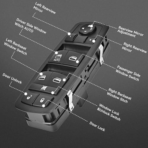 RLP مفتاح نافذة الطاقة الرئيسي من جهة السائق 8+13 دبوس متوافق مع 2008-2012 جيب ليبرتي 2007-2011 دودج نيترو 2009-2010 دودج جورنيو يحل محل 4602632AH 4602632AF 4602632AB 4602632AG - Image 3