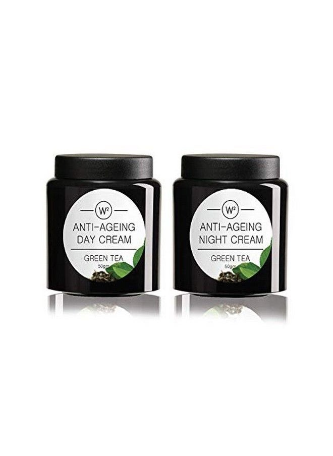 W2 - Green Tea Anti Ageing Protects Skin From Premature Signs Of Ageing (Green Tea Antiageing Day & Night Cream 100 Gm) - Image 1