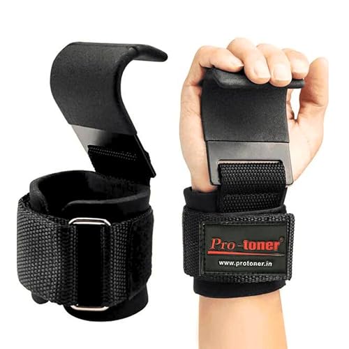 Protoner Pair of Power Weight Lifting/Dead Lifting, Cross-Training Premium Workout Hook -Gym Hook Strap with Wrist Support with Cover - Image 1