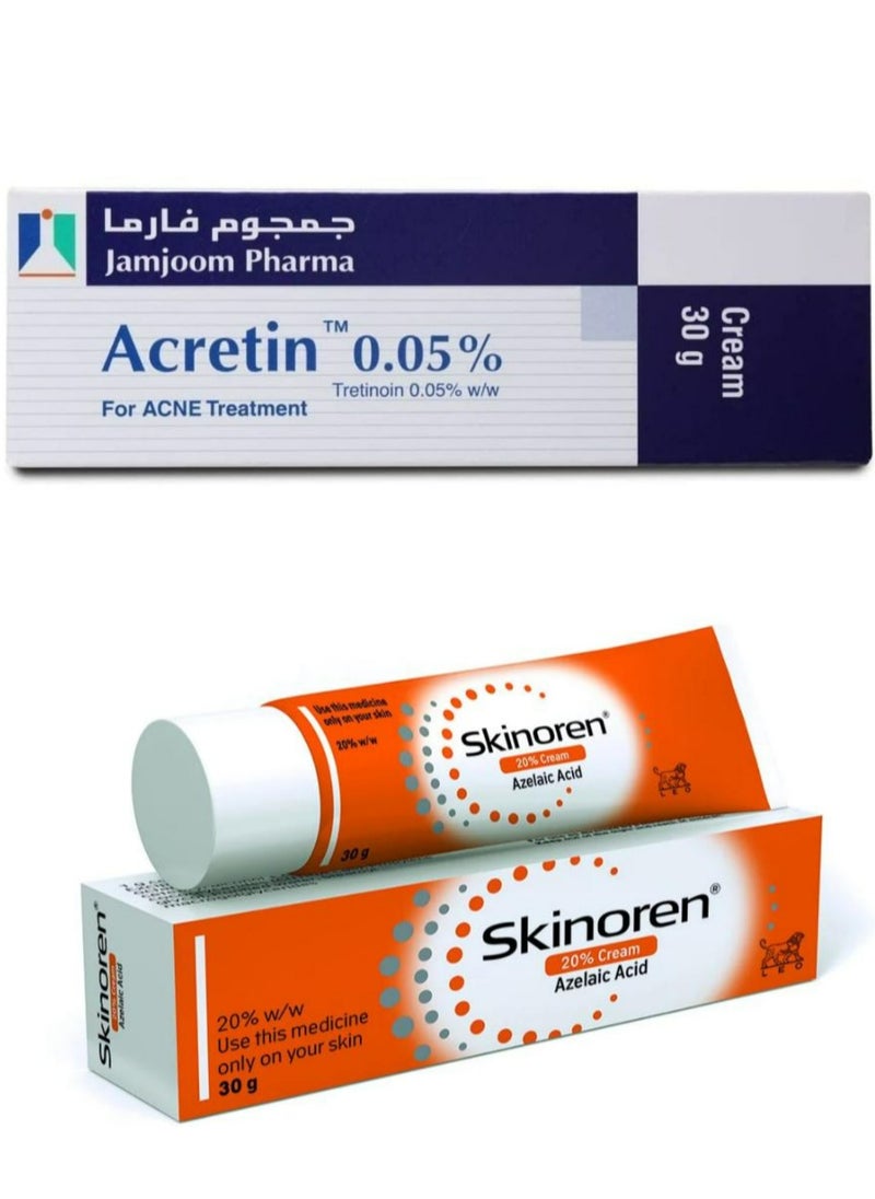 Jamjoom Medical solution Acretin 0.05% For Acne Treatment Cream And Skinoren 2 Pcs 