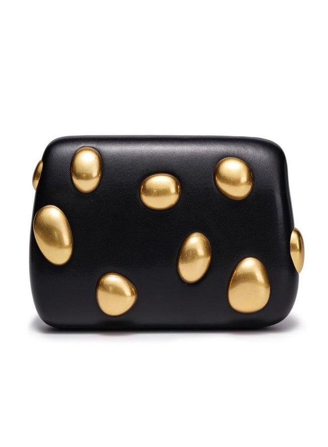 CUXVA Beaded Clutch Purse for Women Luxury Pu Leather Evening Crossbody Handbag for Wedding Party Prom Black and Gold - Image 1