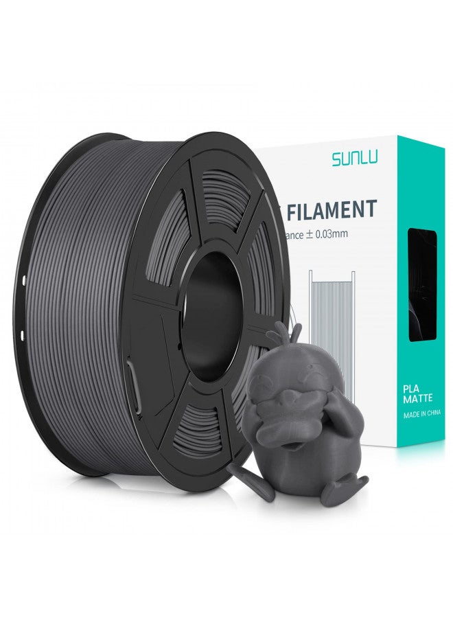 SUNLU 3D Printer Filament PLA Matte 1.75mm, Neatly Wound Filament, Smooth Matte Finish, Print with 99% FDM 3D Printers, 1kg Spool (2.2lbs), 330 Meters, Matte Grey - Image 1