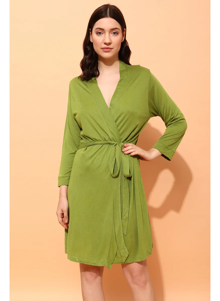 كلوفيا Clovia Chic Basic Robe in Green - Viscose